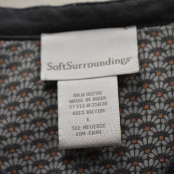 Soft Surroundings Blouse L Womens Printed Button Down V Neck Rayon Long Sleeve - Picture 4 of 12